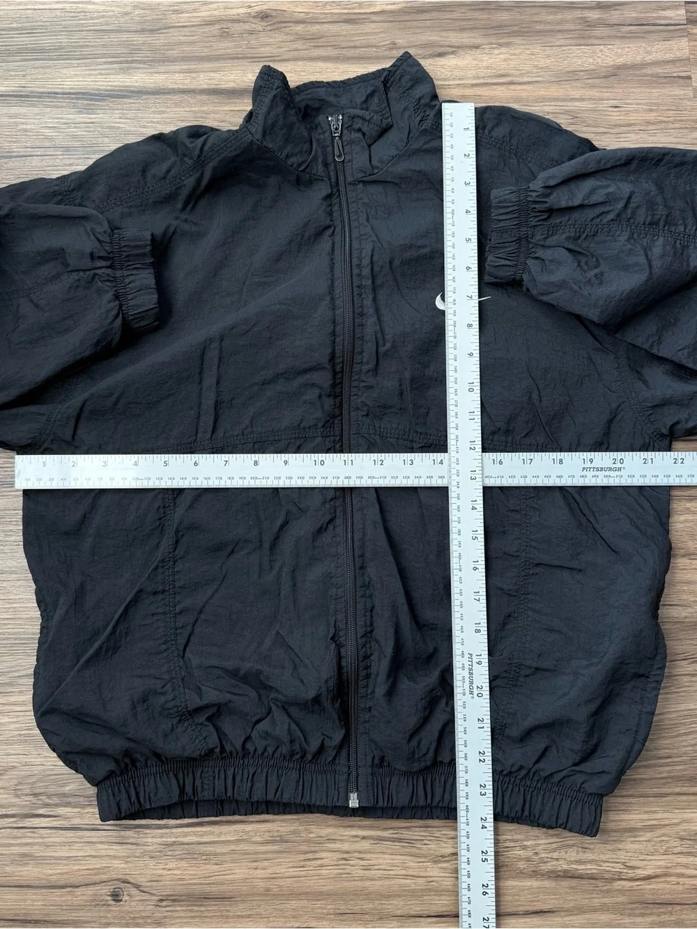 Vintage 90s Nike Black Windbreaker Jacket Big Back Embroidered Spellout Size M
